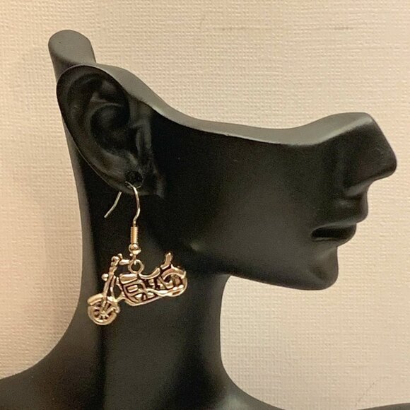 Motorcycle Earrings, Harley Davidson Earrings, Hog Earrings, Bike Earrings, Gift - Picture 2 of 6